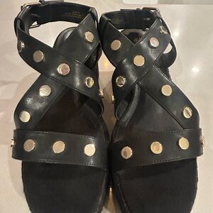 H&M Black Sandals with Gold Studs
